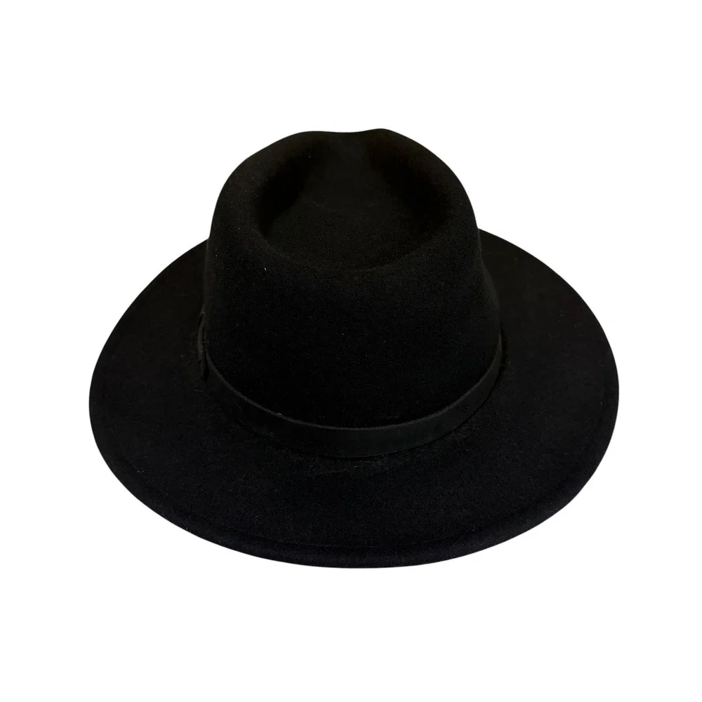 Brixton Messer Black Packable Wool Fedora Hat XS Classic Pinched Crown Travel